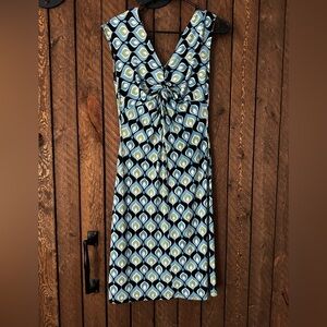 GNW Blue and Green Patterned Midi Dress